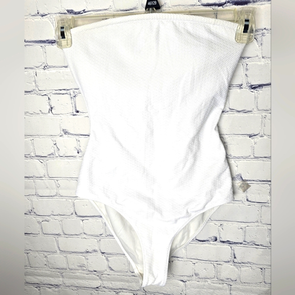 Zara Accessories White Strapless Bandeau One Piece Swimsuit Size S
